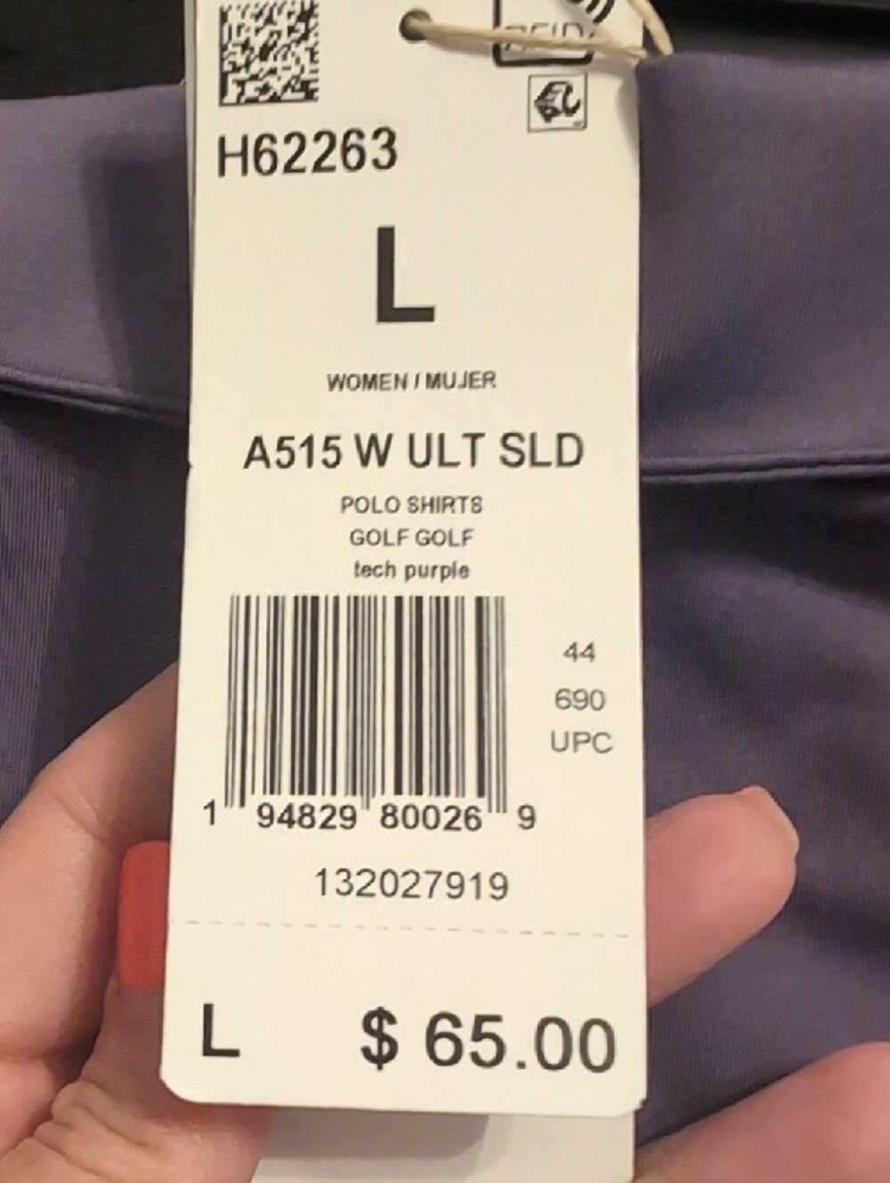 Adidas Purple Performance Tee with Chase Logo - Picture 5 of 7